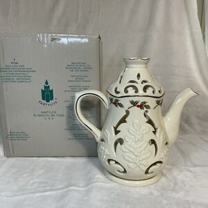 Partylite Holly Leaf‎ Cafe Teapot #P7256 Christmas Holiday Votive Candle W/ BOX